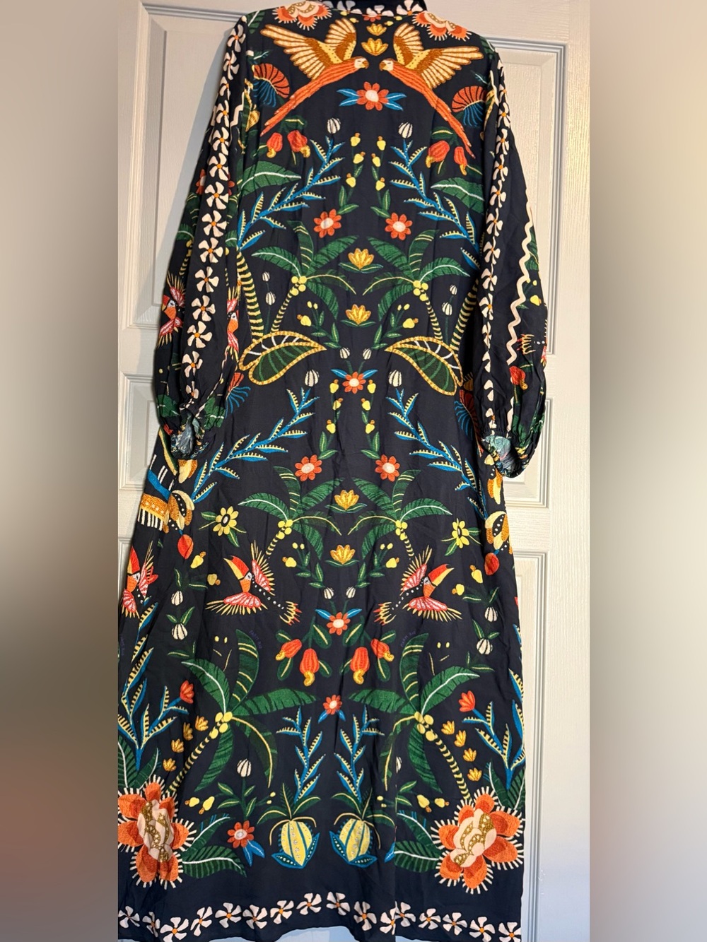 Farm Rio X Anthropologie Floral Long-Sleeve Button-Front Midi Shirt Dress - Picture 8 of 14